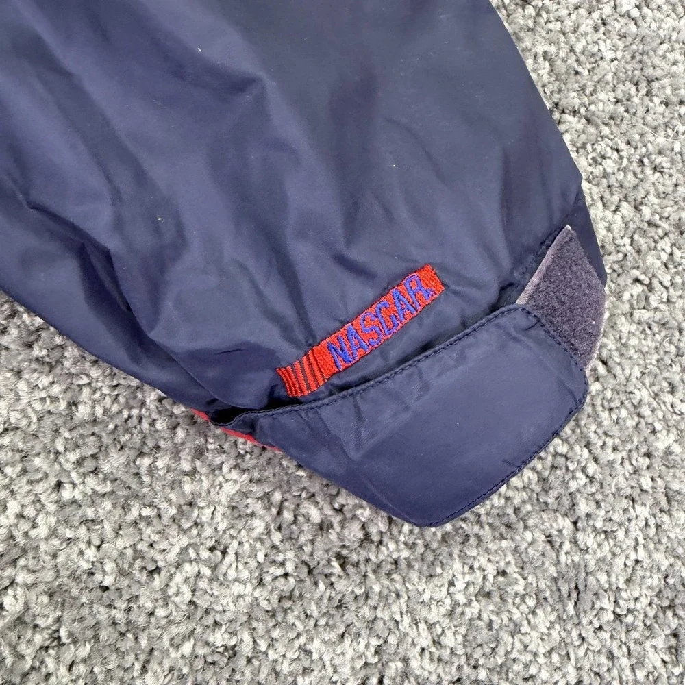 NASCAR Jacket Mens XL Blue Red Auto Racing Chase Authentics Hooded Windbreaker